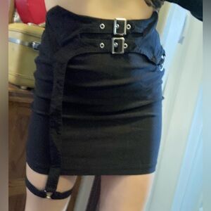 Killstar crusade black mini skirt with garter
